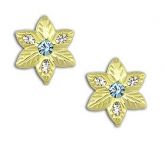 Brinco folheado a ouro em forma de flor com pedras de strass
