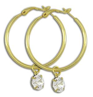 Brinco de argola liso folheado a ouro c/ fecho de pressão e