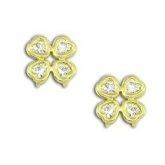 Brinco folheado a ouro c/ corações e strass