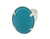 Anel folheado a prata com cabochão oval de resina colorida